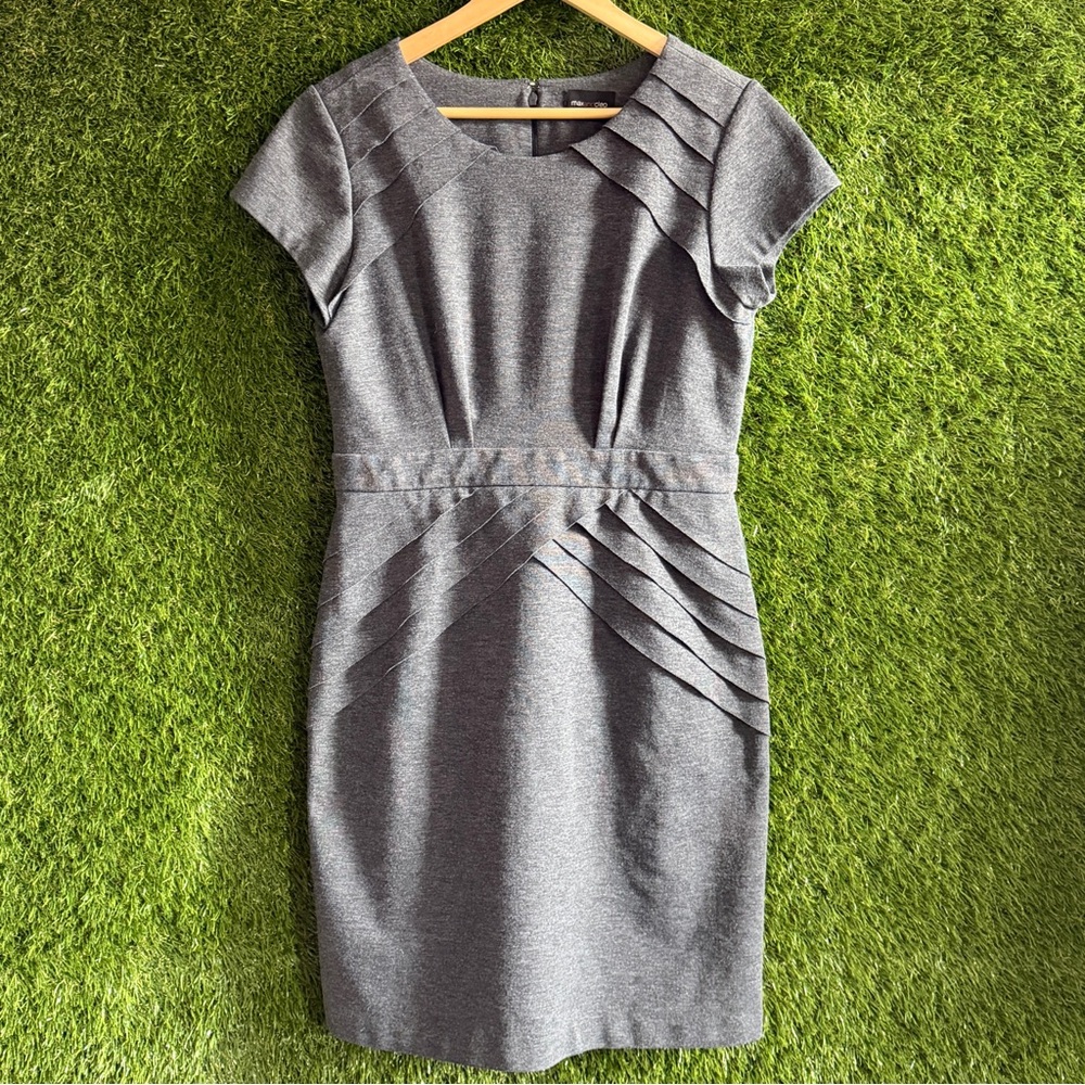 Max & Cleo Pleated Ponte Knit Sheath Dress Office Glam